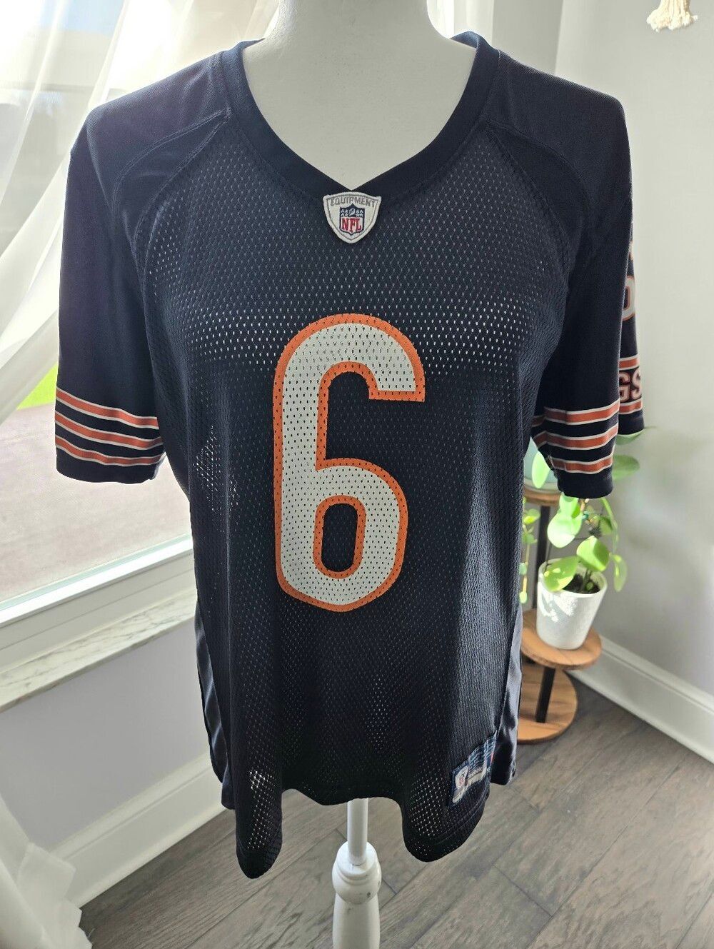 Vtg Reebok Jay Cutler Women's Jersey Size L Navy Blue Football Gameday